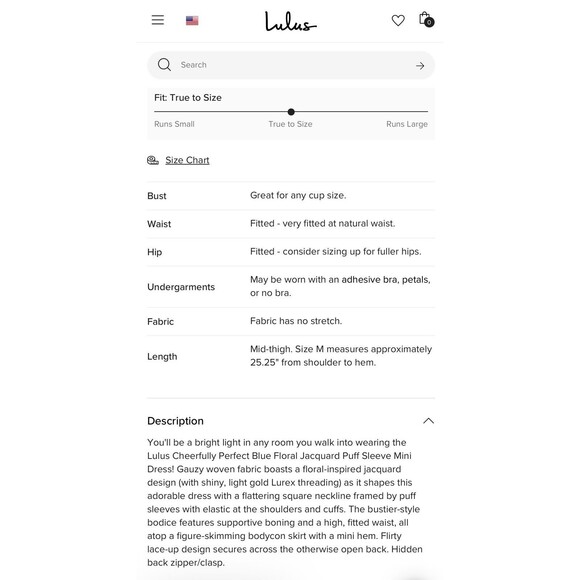 Lulu’s Cheerfully Perfect Blue Floral Jacquard Puff Sleeve Mini Dress Size M New - Picture 11 of 15